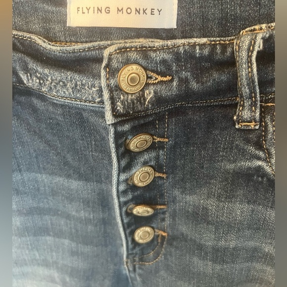 Flying Monkey Blue Distressed Women's Jeans - Picture 2 of 7